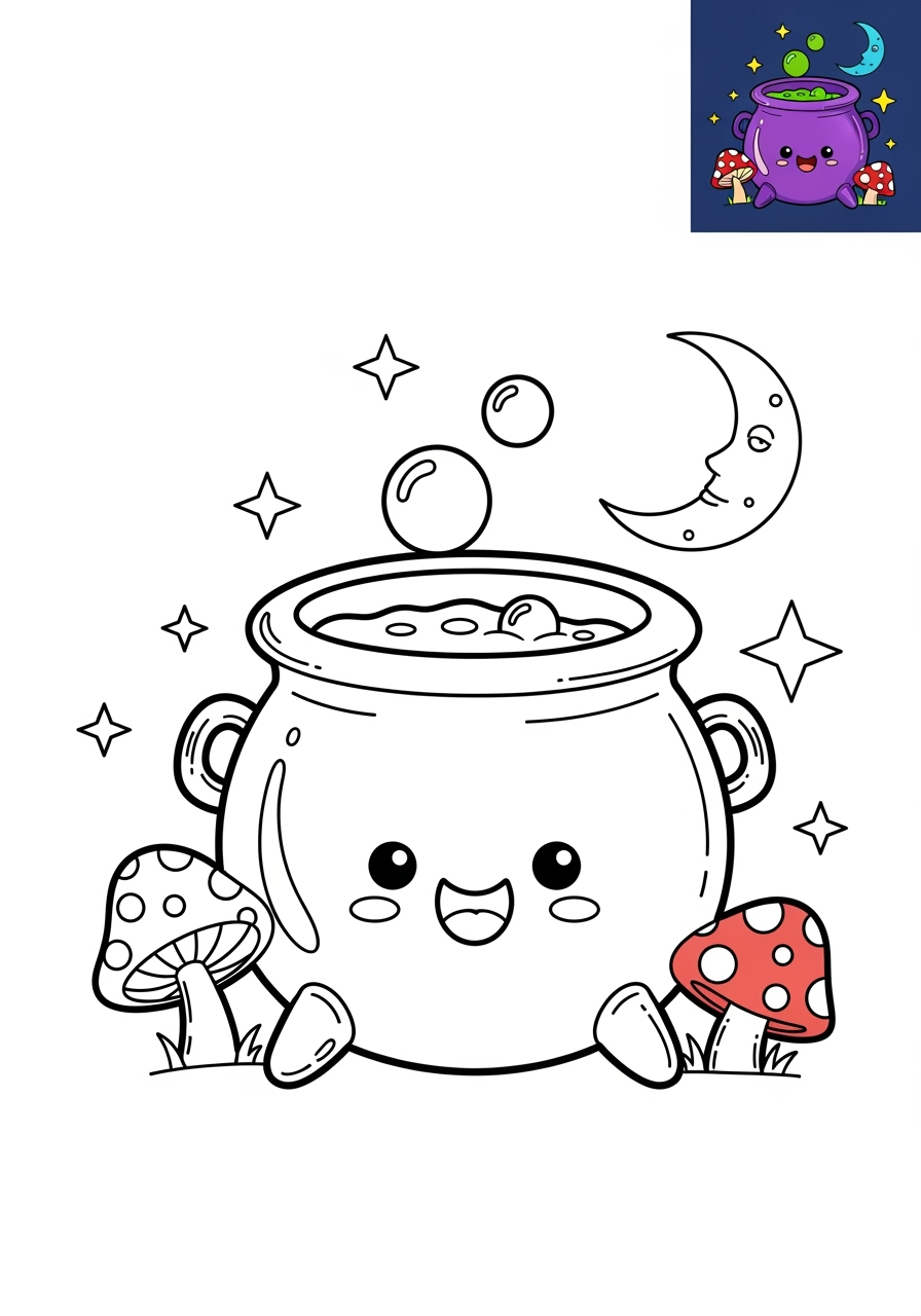 medium holidays and celebrations Halloween cauldron kids coloring page 0