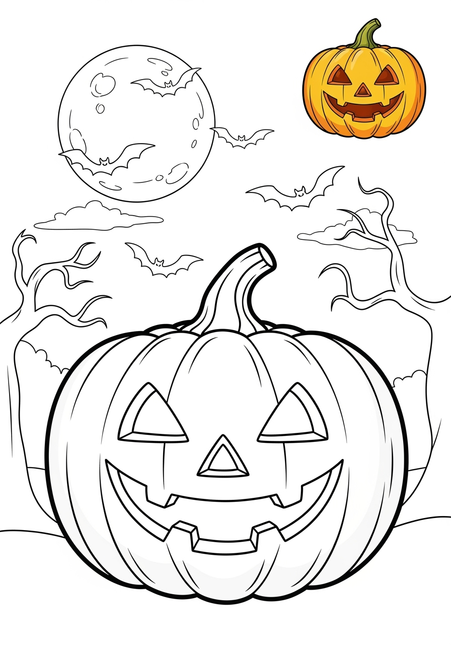 medium holidays and celebrations Halloween jack o lantern kids coloring page 1