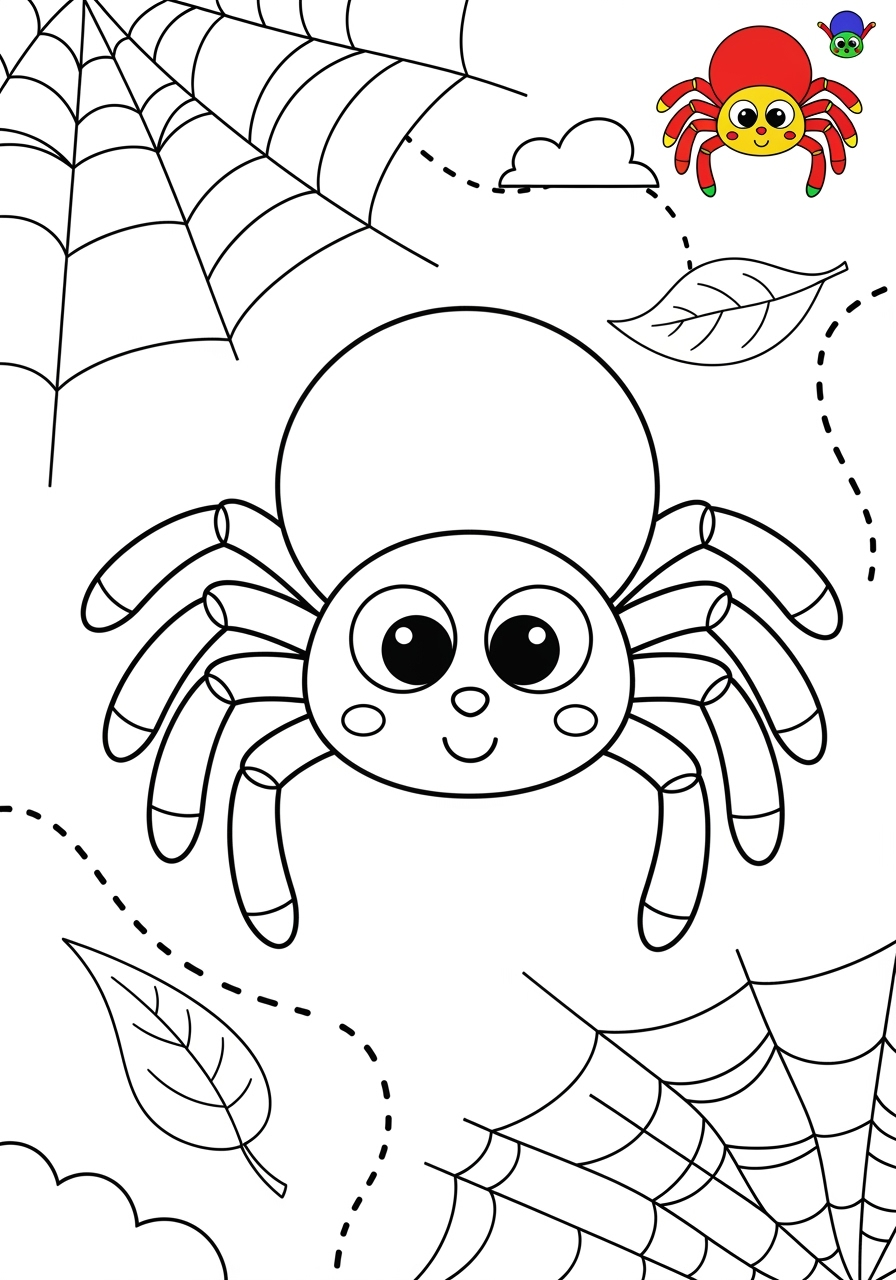 medium holidays and celebrations Halloween spider kids coloring page 0
