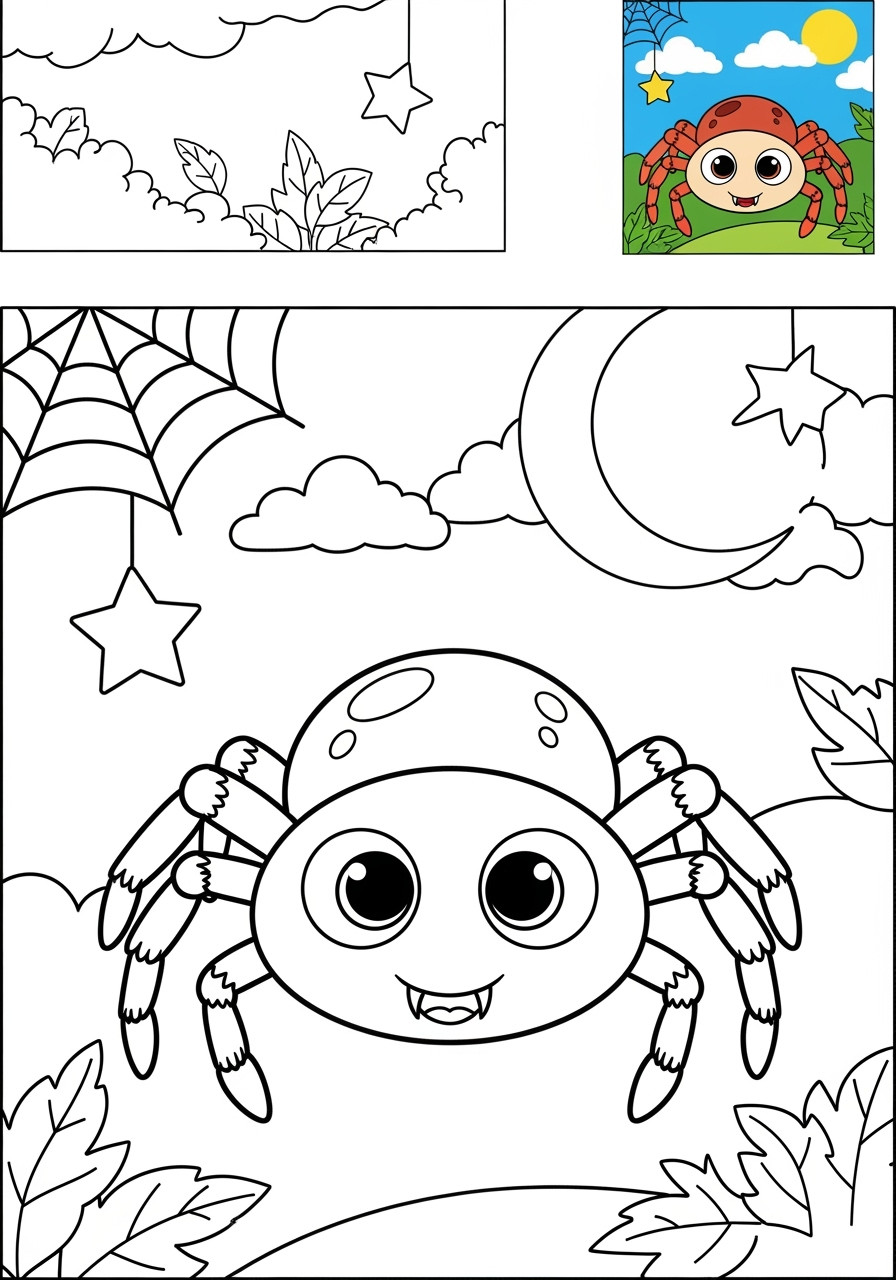 medium holidays and celebrations Halloween spider kids coloring page 1
