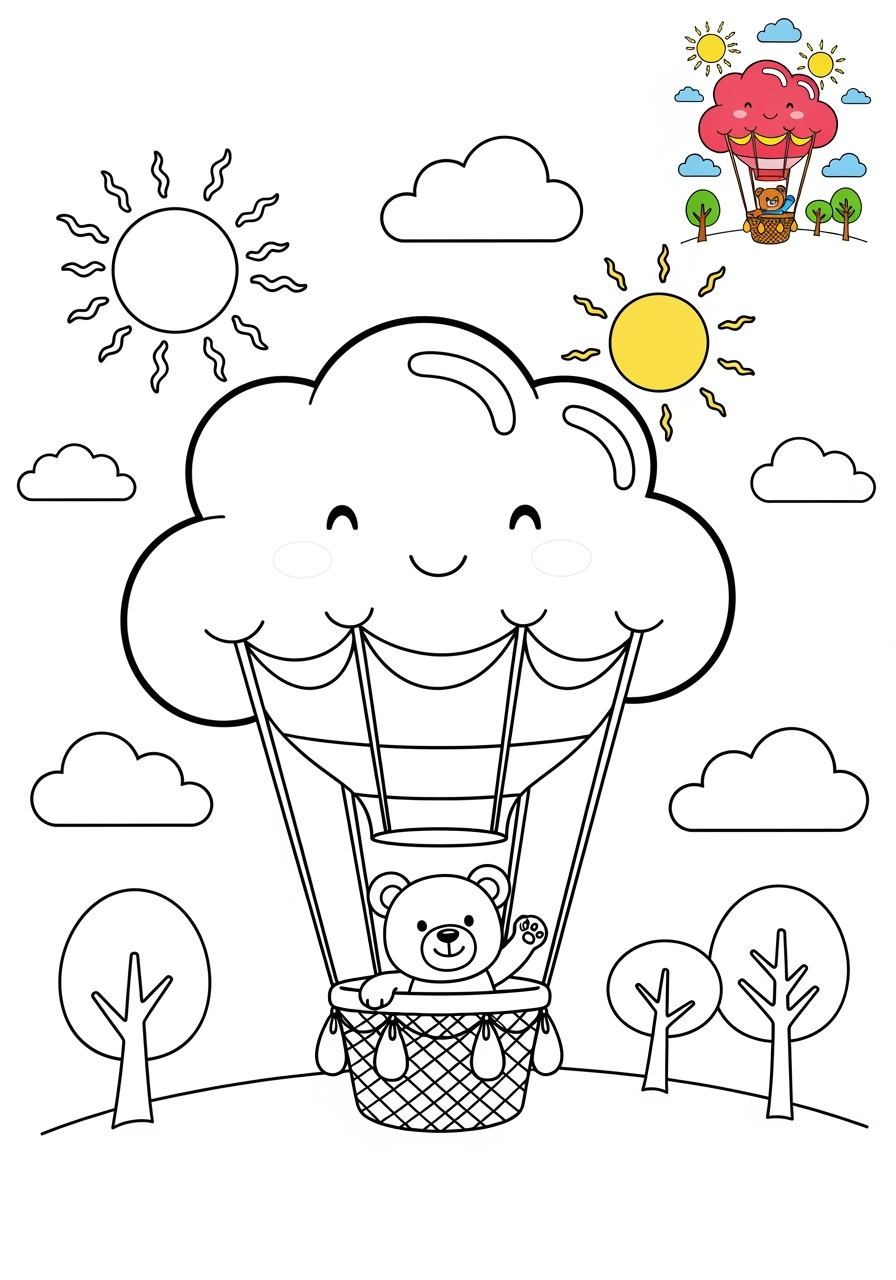 medium holidays and celebrations Birthday & Others balloon kids coloring page 1