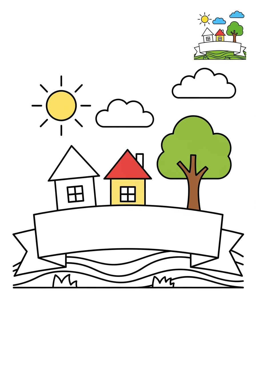 medium holidays and celebrations Birthday & Others banner kids coloring page 1