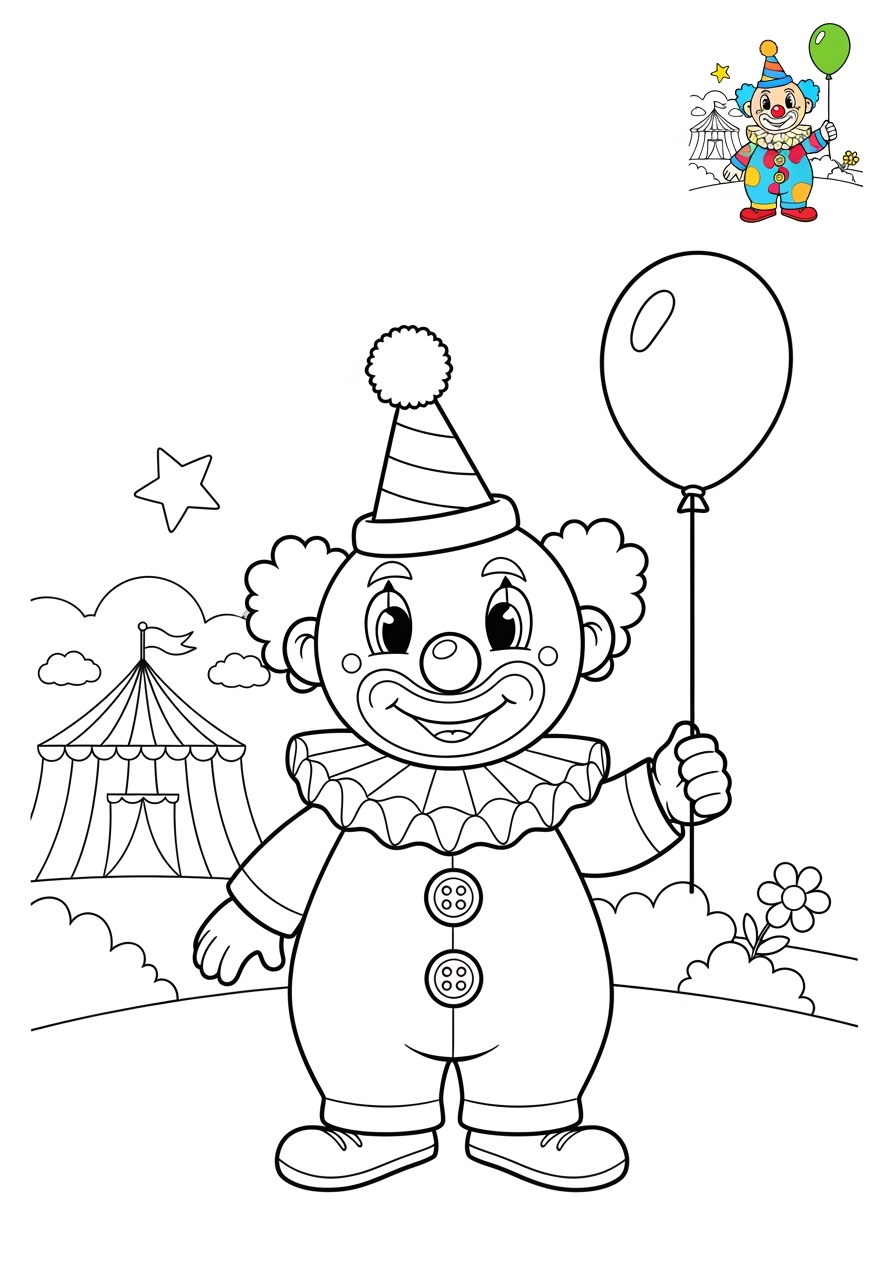 medium holidays and celebrations Birthday & Others clown kids coloring page 0