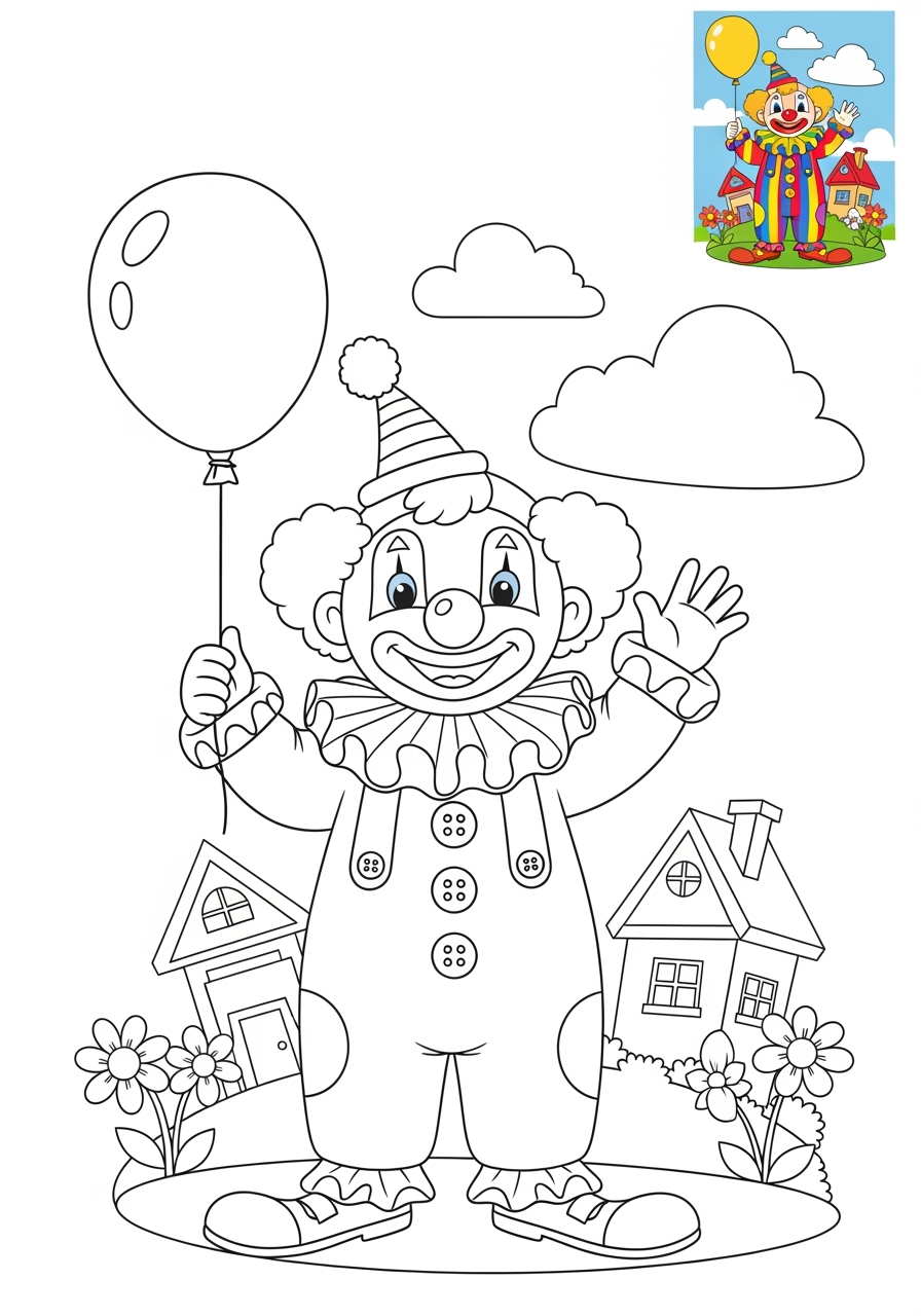 medium holidays and celebrations Birthday & Others clown kids coloring page 1
