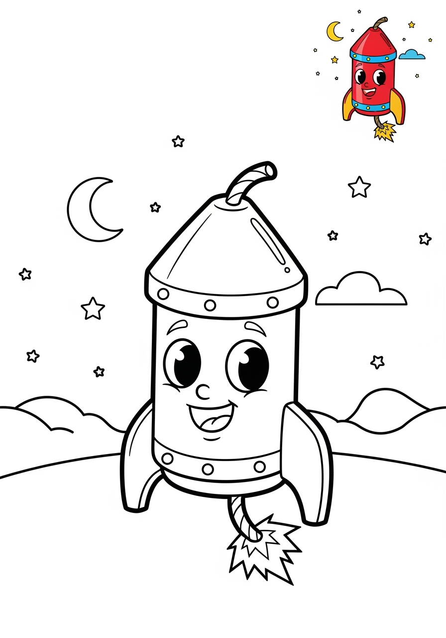 medium holidays and celebrations Birthday & Others fireworks kids coloring page 0