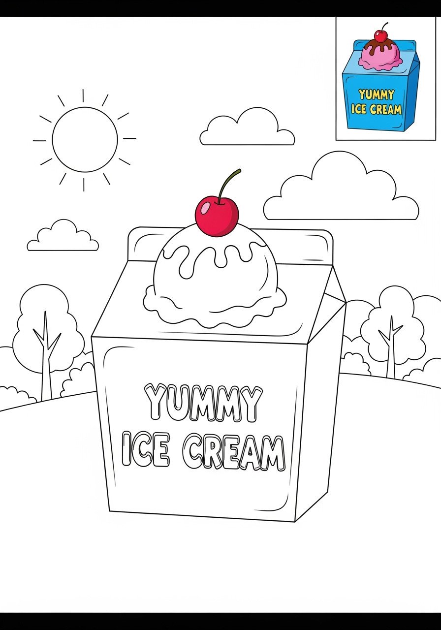 medium holidays and celebrations Birthday & Others ice cream kids coloring page 0