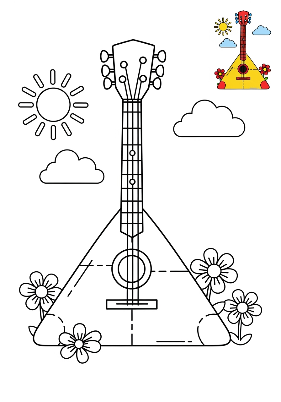 medium musical instruments Strings balalaika kids coloring page 0