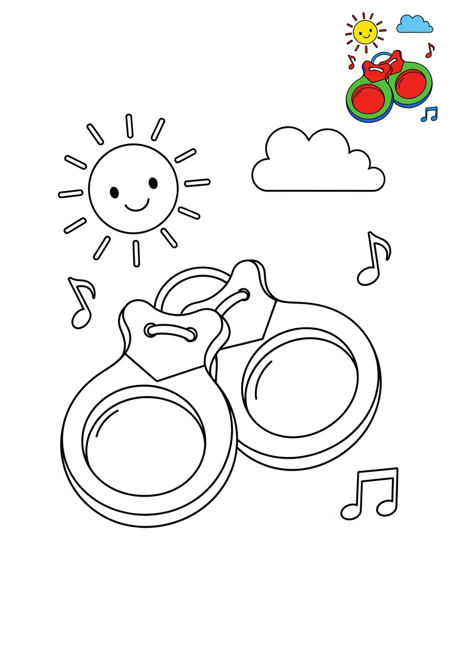 medium musical instruments Percussion castanets kids coloring page 0