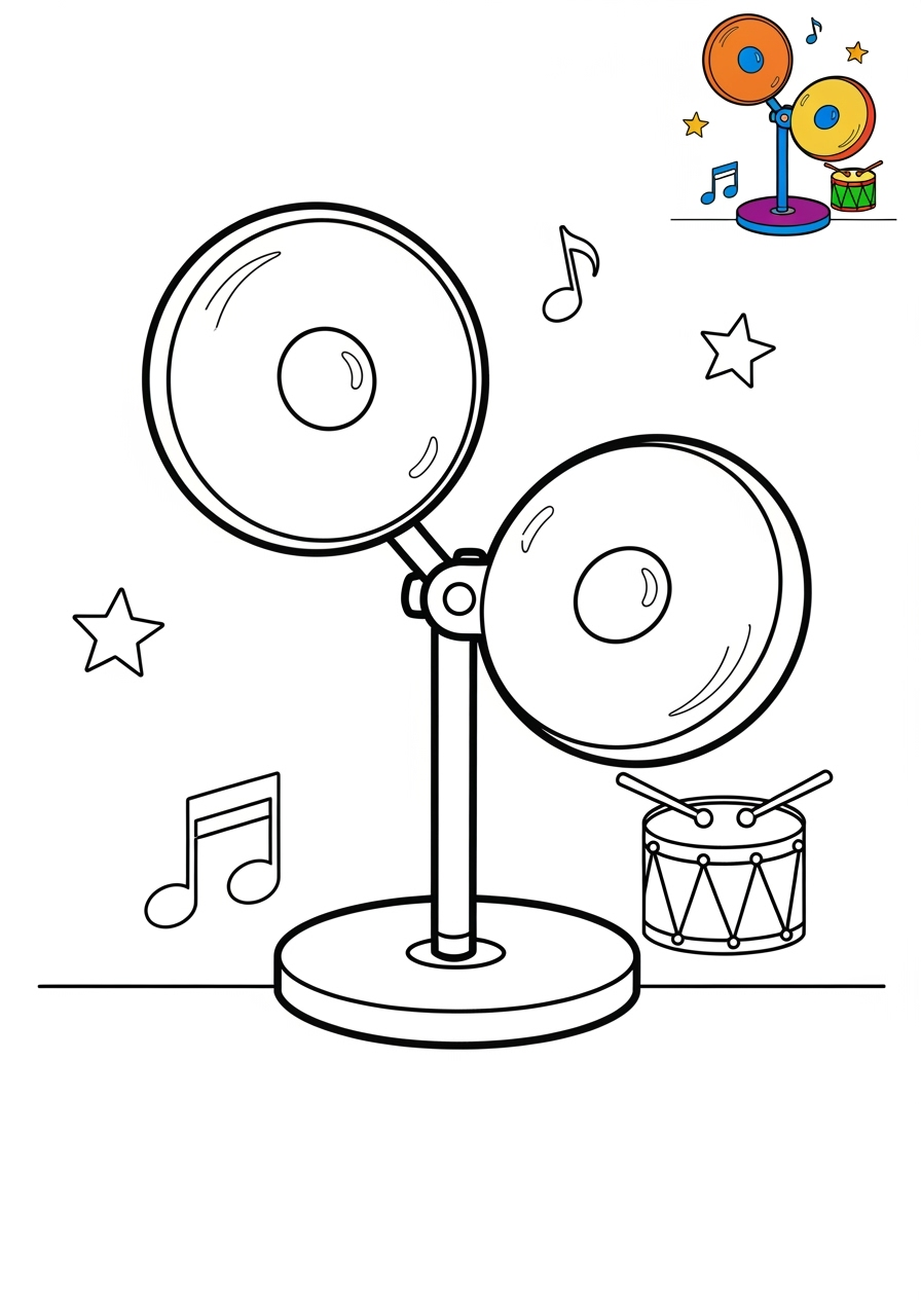 medium musical instruments Percussion cymbals kids coloring page 0