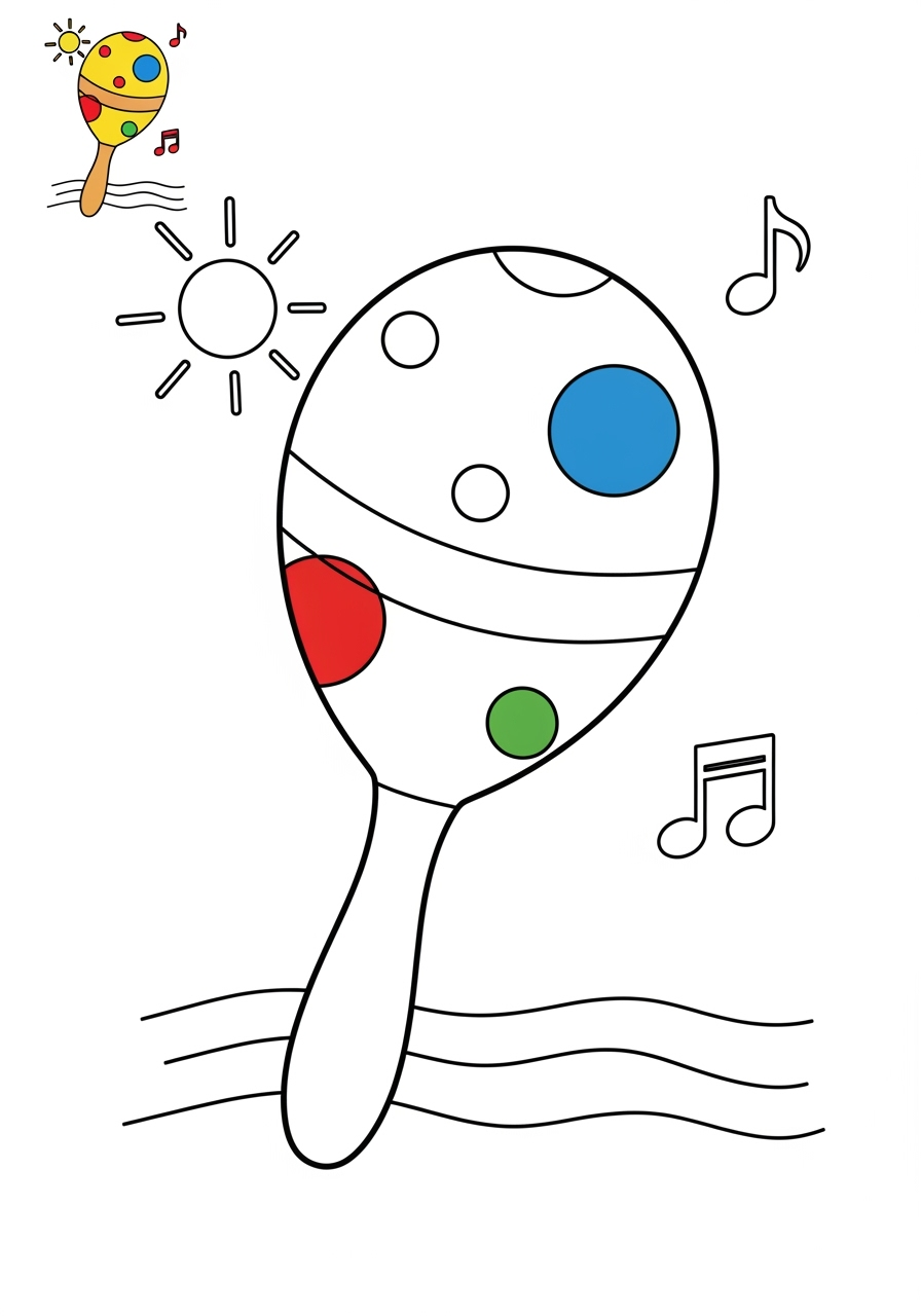 medium musical instruments Percussion maracas kids coloring page 0