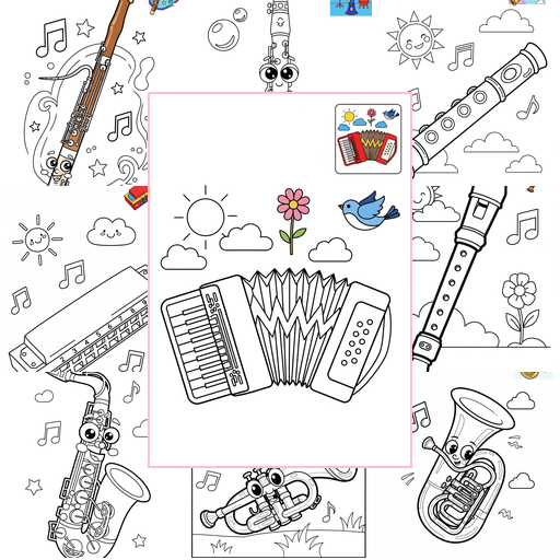 Medium Musical Instruments Wind Coloring Sheets Collections Thumbnail