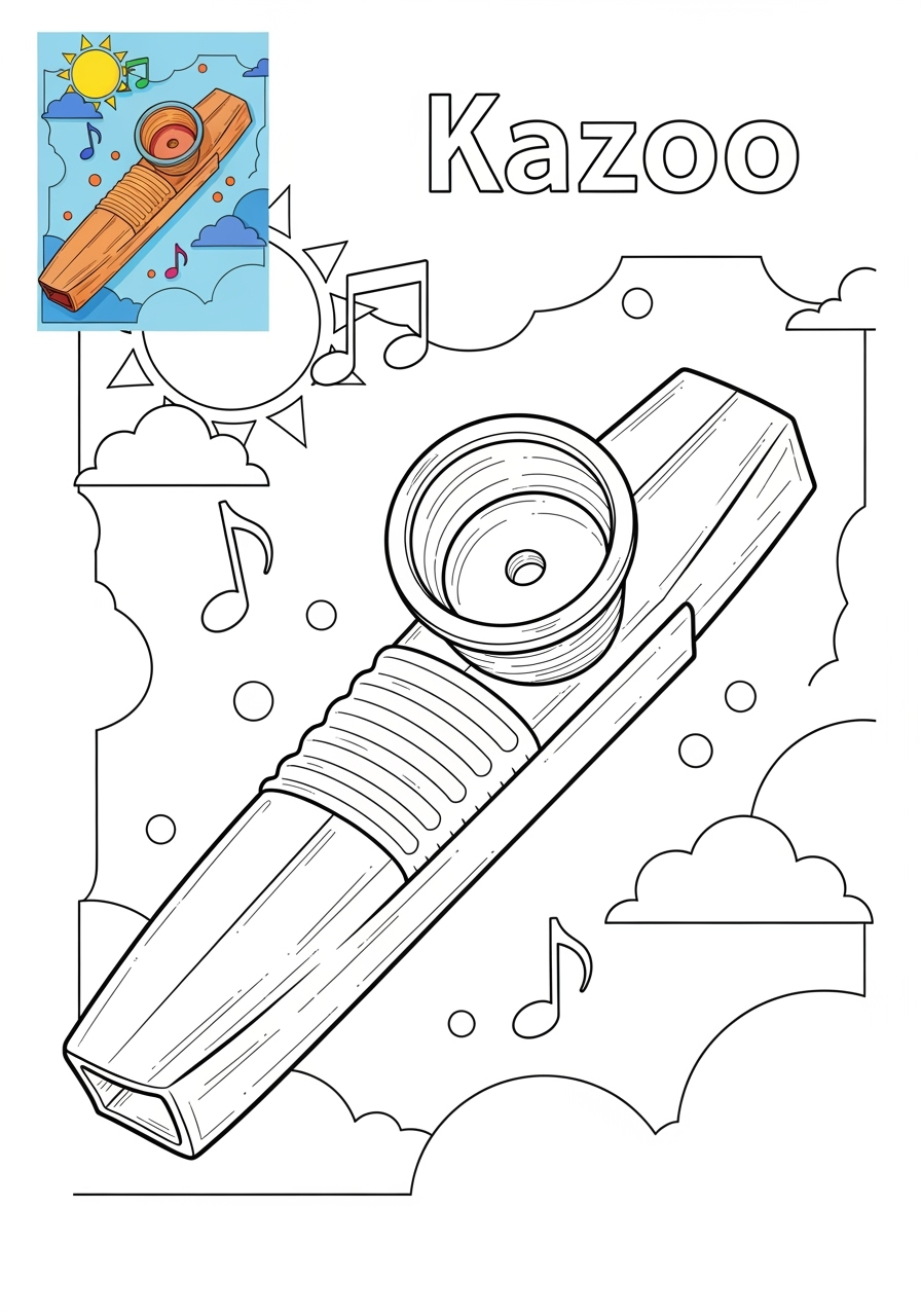 medium musical instruments Electronic & Other kazoo kids coloring page 0