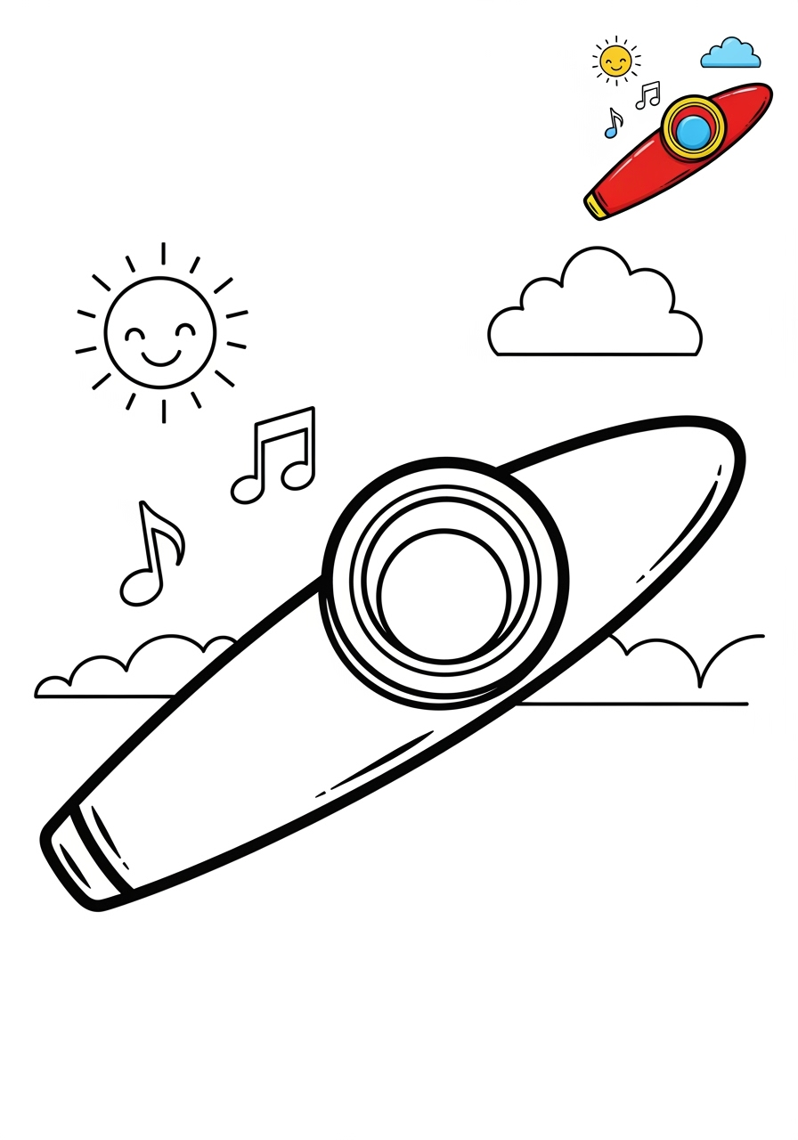 medium musical instruments Electronic & Other kazoo kids coloring page 1