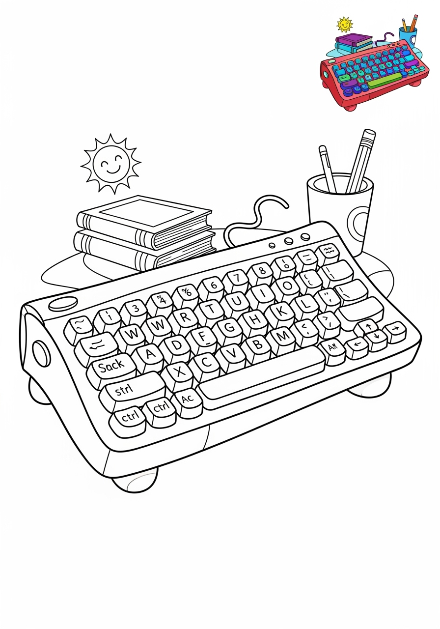 medium musical instruments Electronic & Other keyboard kids coloring page 0