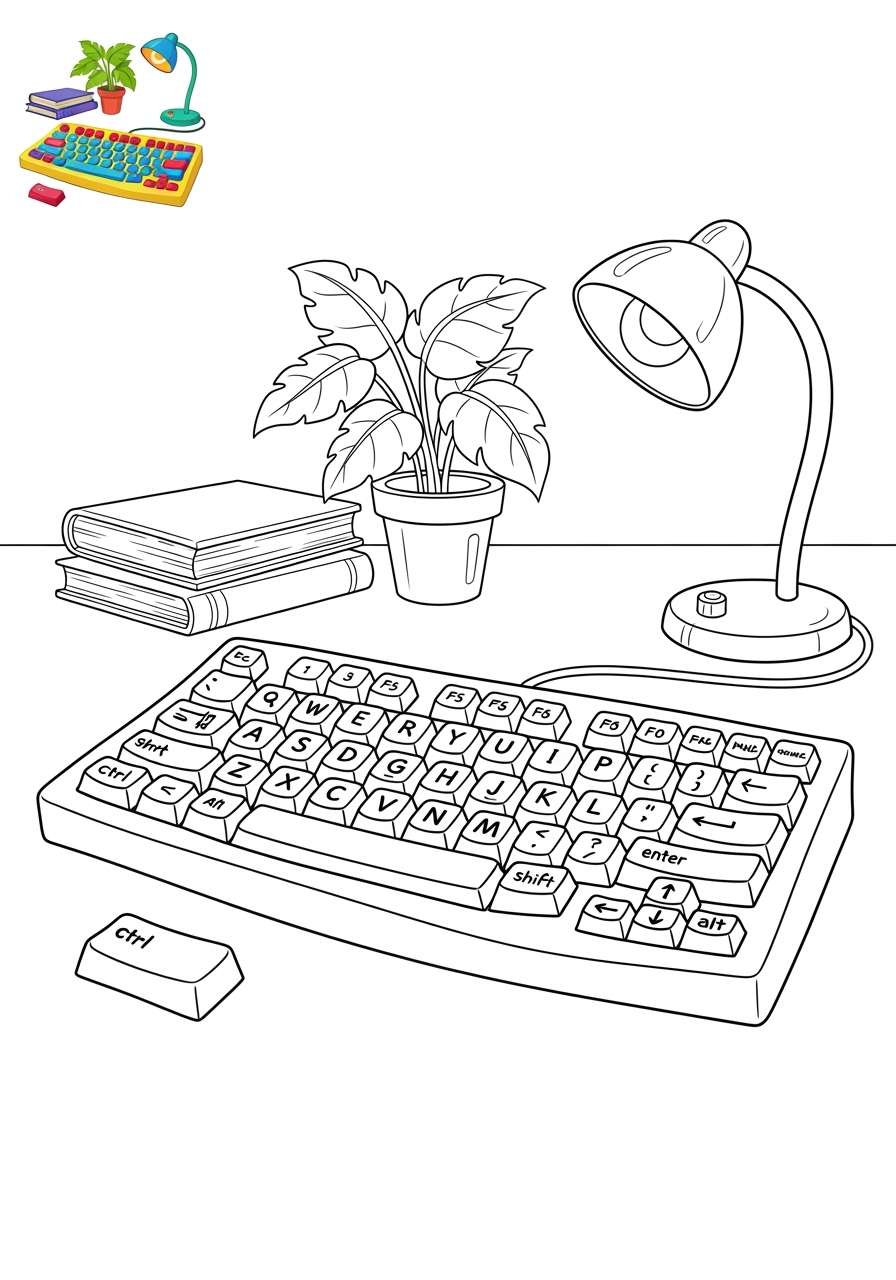 medium musical instruments Electronic & Other keyboard kids coloring page 1