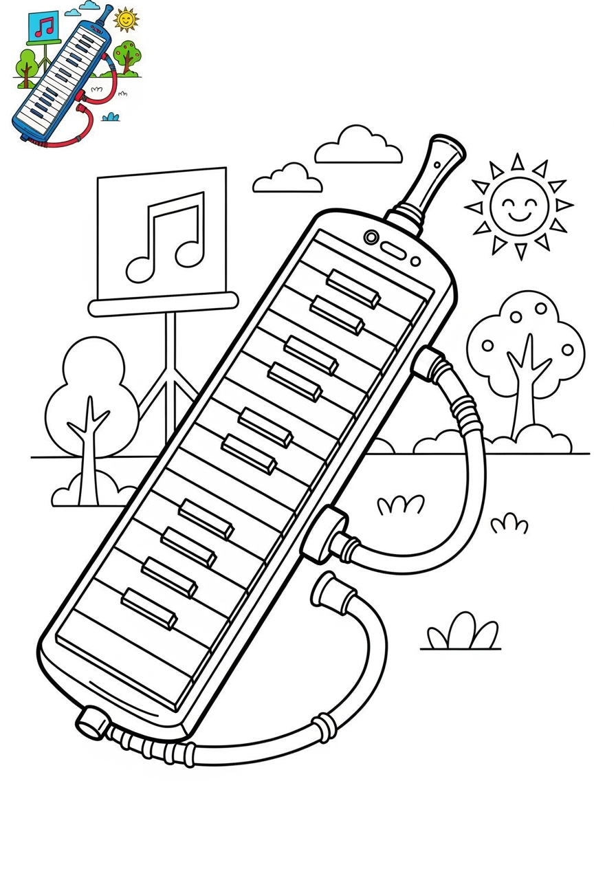 medium musical instruments Electronic & Other melodica kids coloring page 0