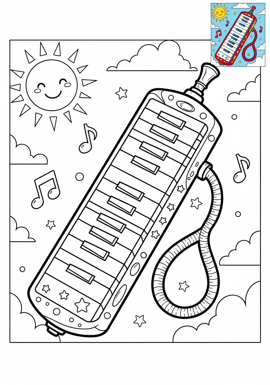 medium musical instruments Electronic & Other melodica kids coloring page 1