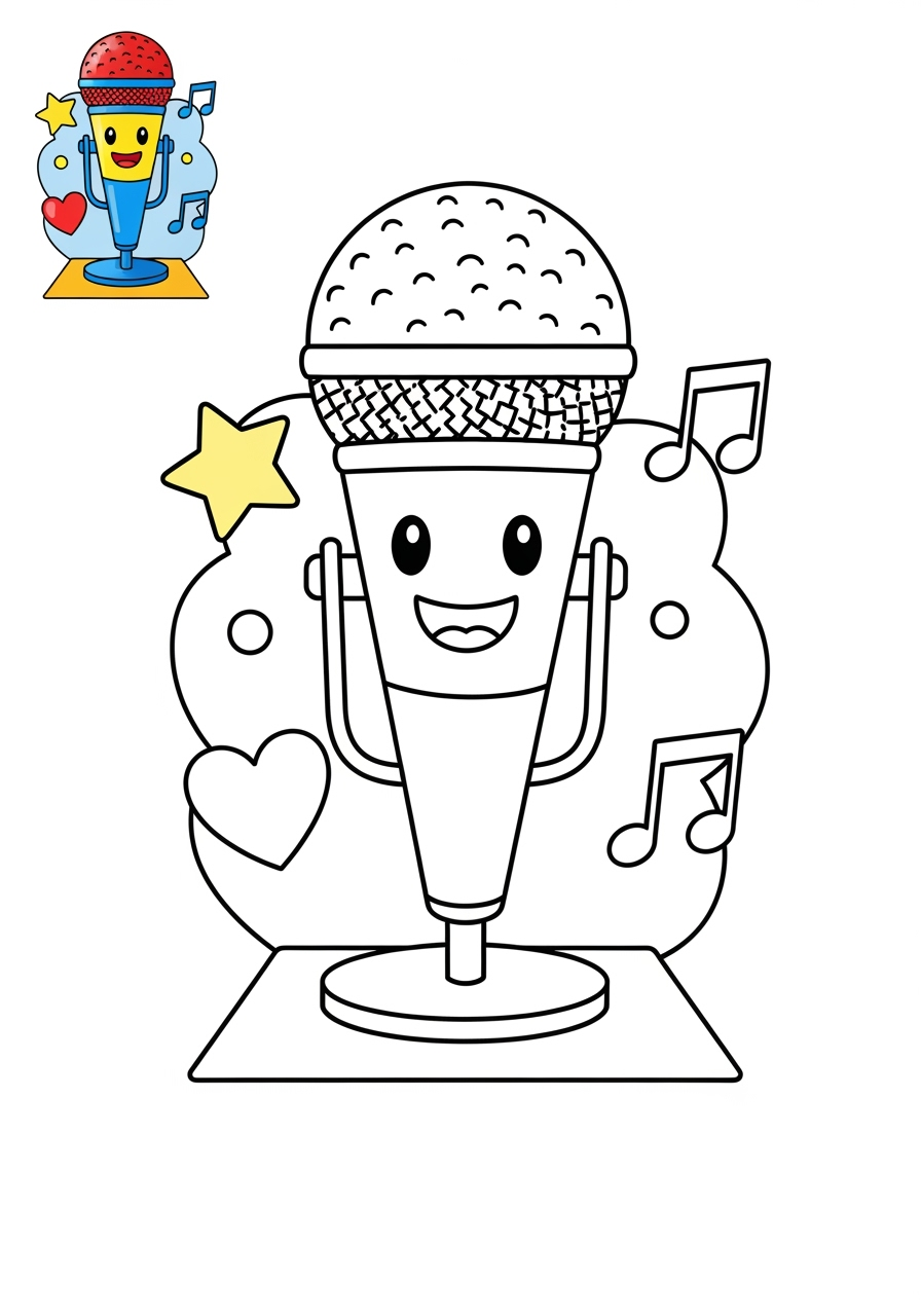 medium musical instruments Electronic & Other microphone kids coloring page 0