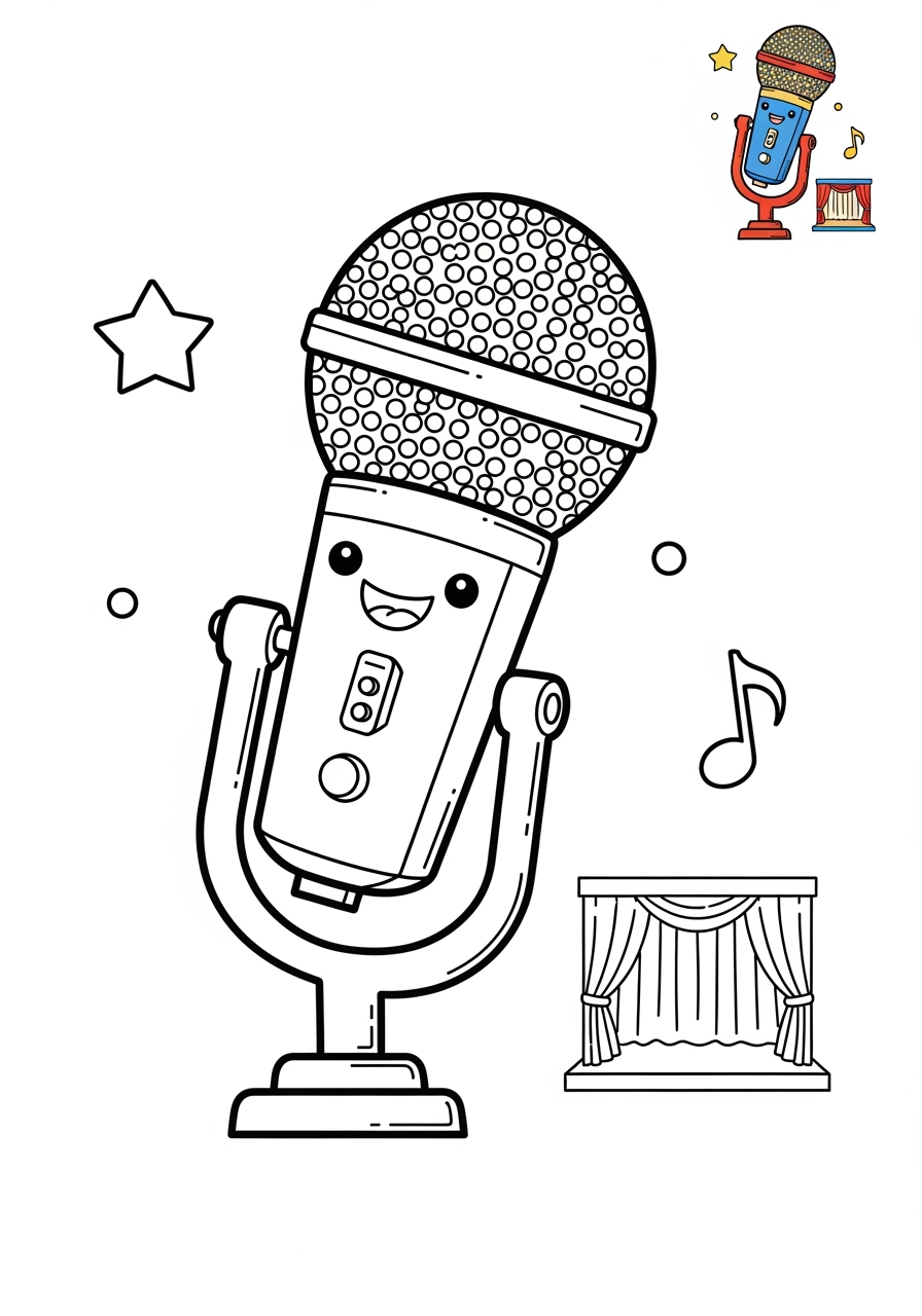 medium musical instruments Electronic & Other microphone kids coloring page 1