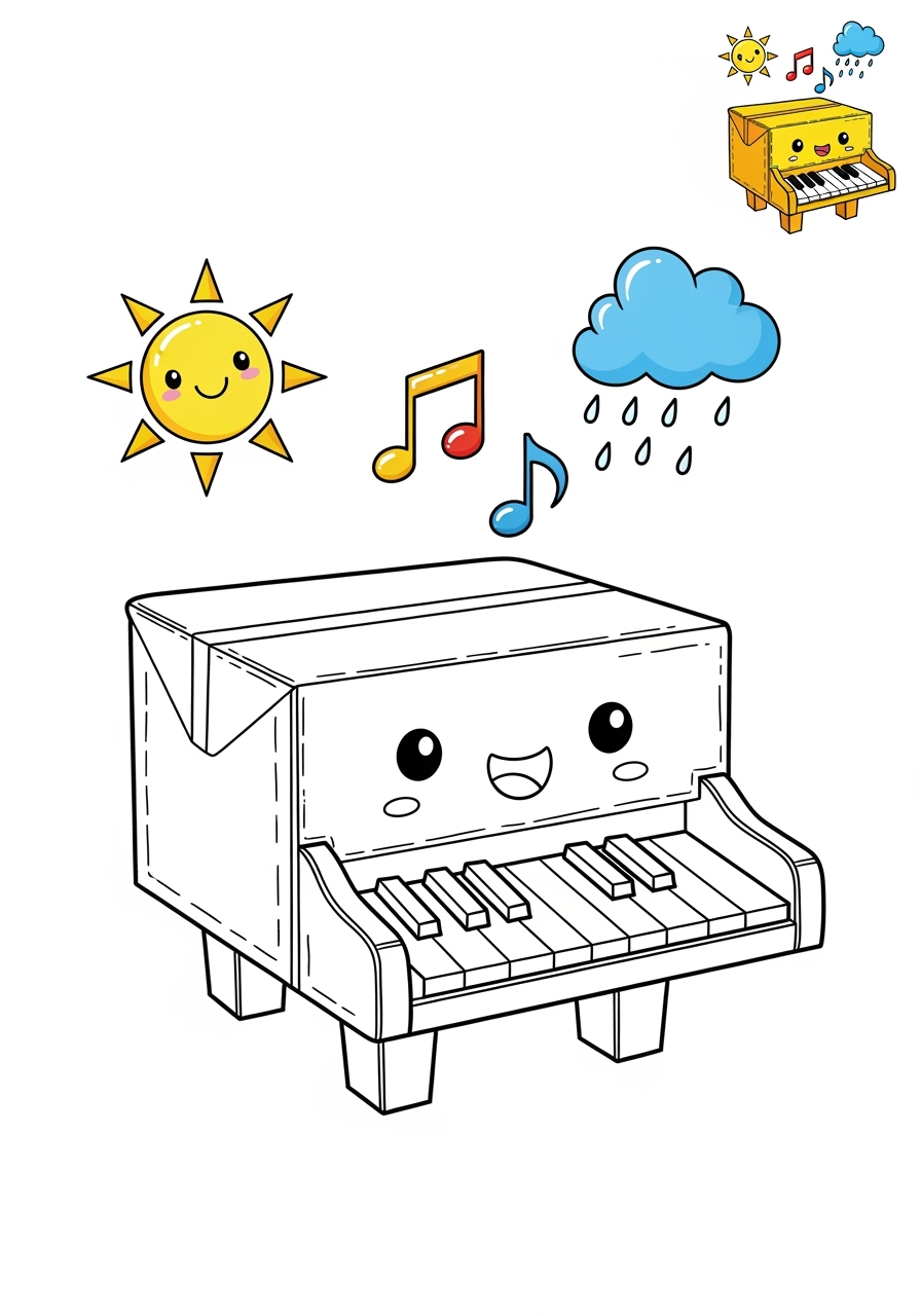 medium musical instruments Electronic & Other piano kids coloring page 0