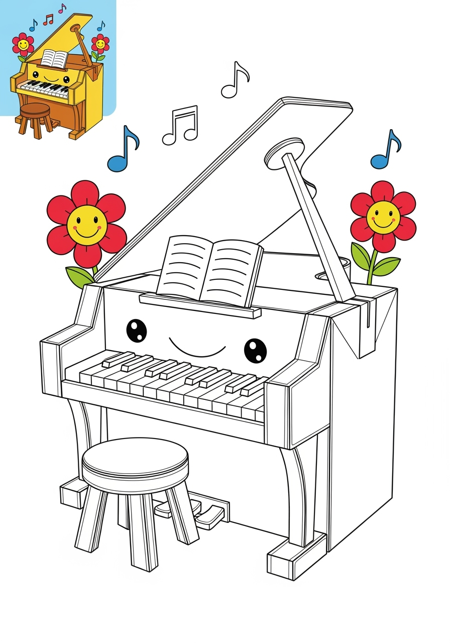 medium musical instruments Electronic & Other piano kids coloring page 1