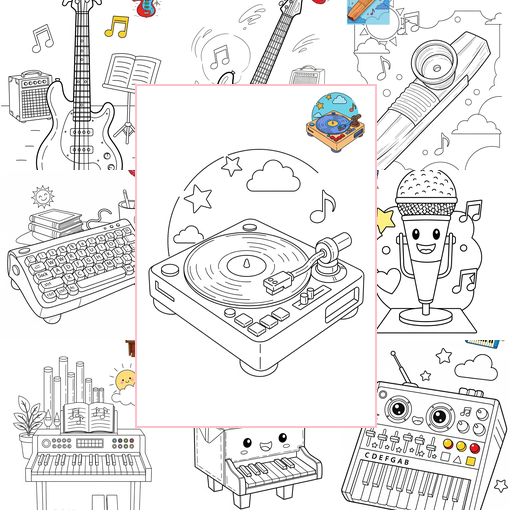 Medium Musical Instruments Electronic & Other Coloring Sheets Collections Thumbnail