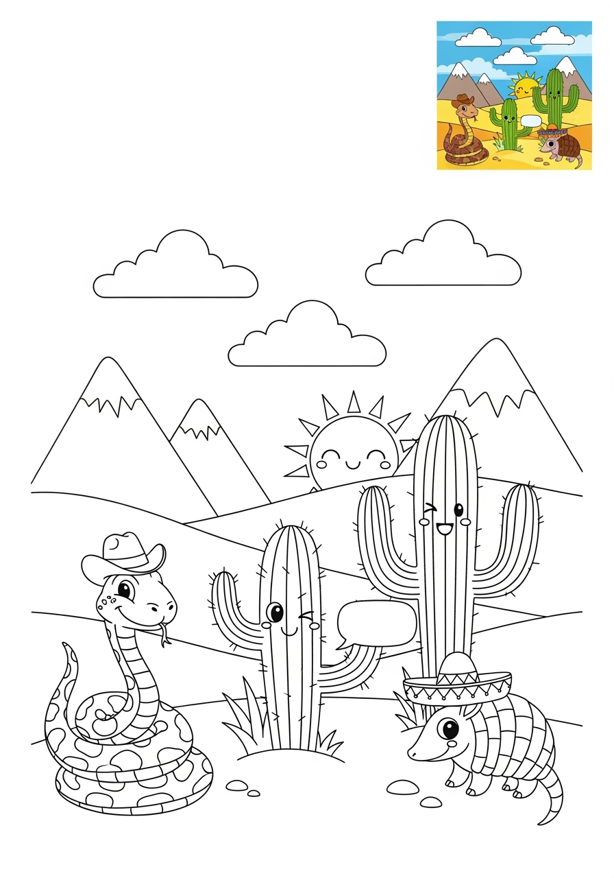 medium nature and scenery Landscapes desert kids coloring page 0