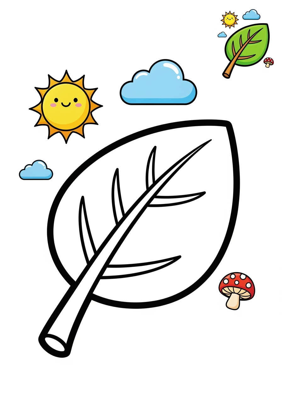medium nature and scenery Plants & Trees leaf kids coloring page 0