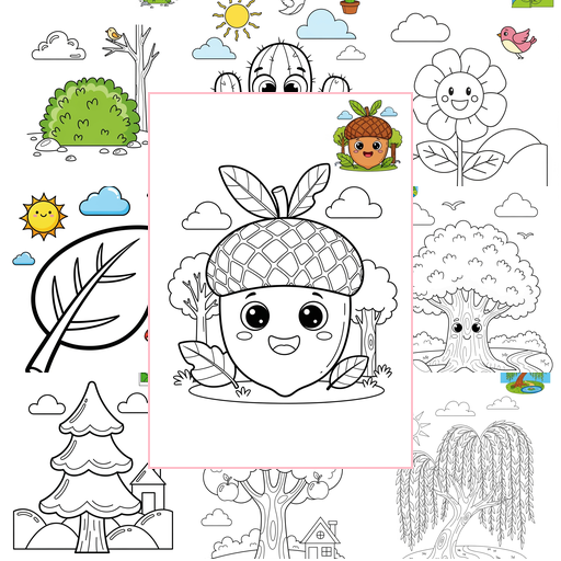 Medium Nature and Scenery Plants & Trees Coloring Sheets Collections Thumbnail