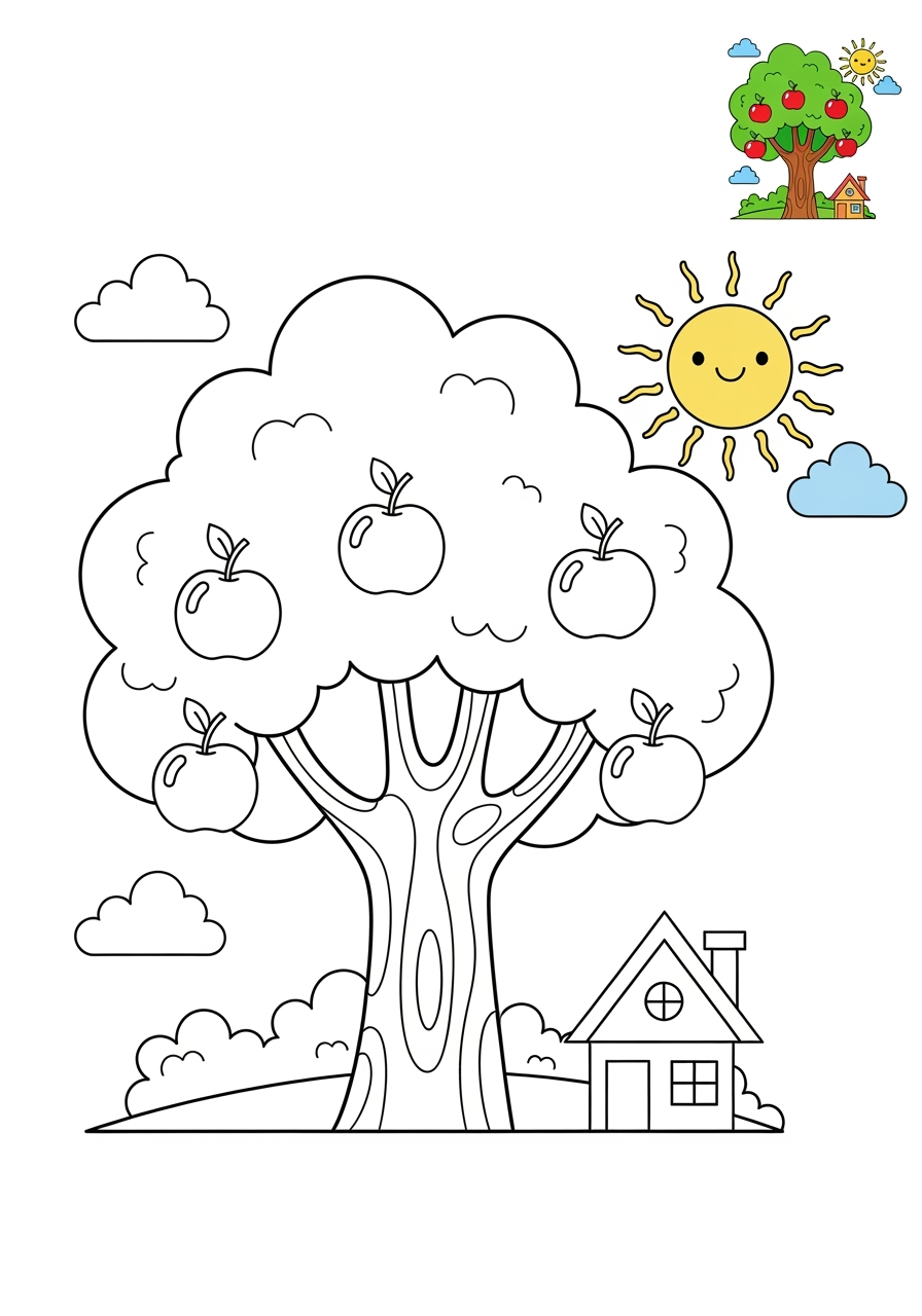 medium nature and scenery Plants & Trees tree kids coloring page 0