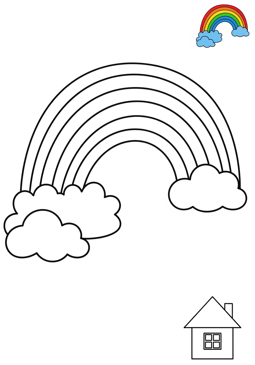 medium nature and scenery Weather & Sky rainbow kids coloring page 0