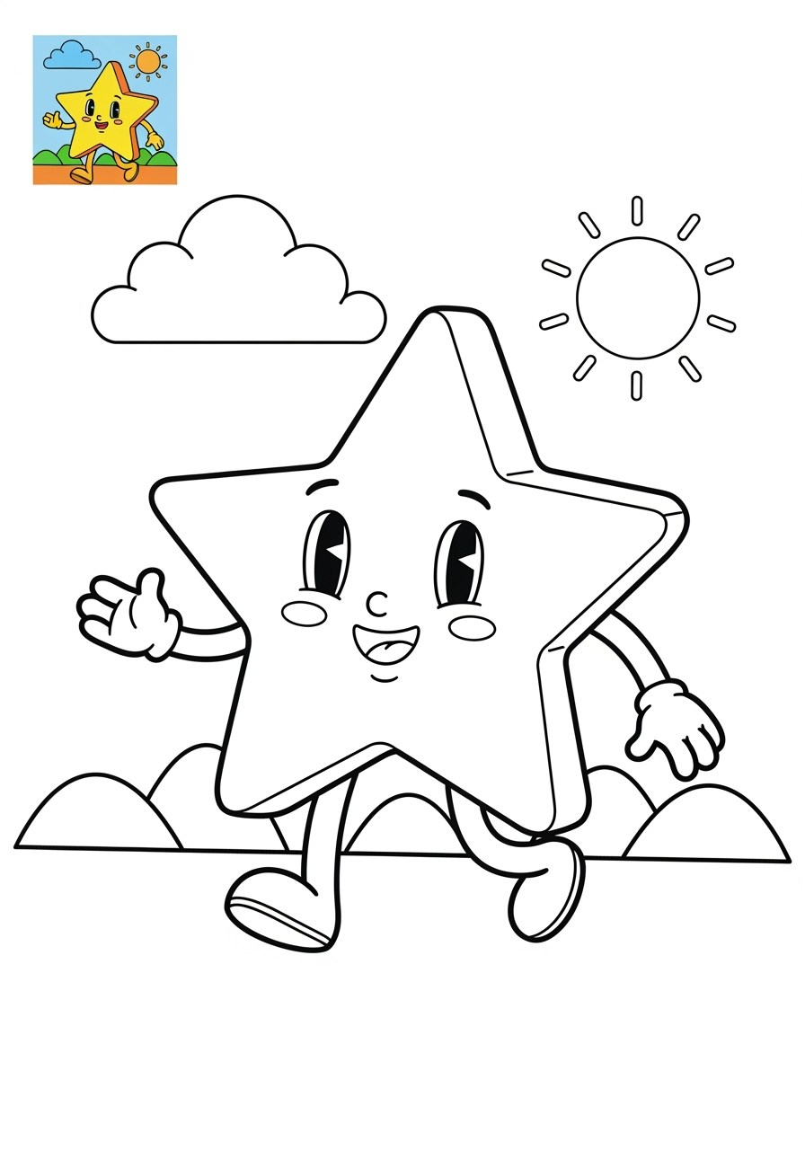 medium nature and scenery Weather & Sky star kids coloring page 0