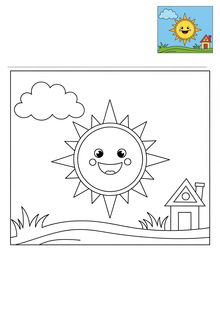 medium nature and scenery Weather & Sky sun kids coloring page 0