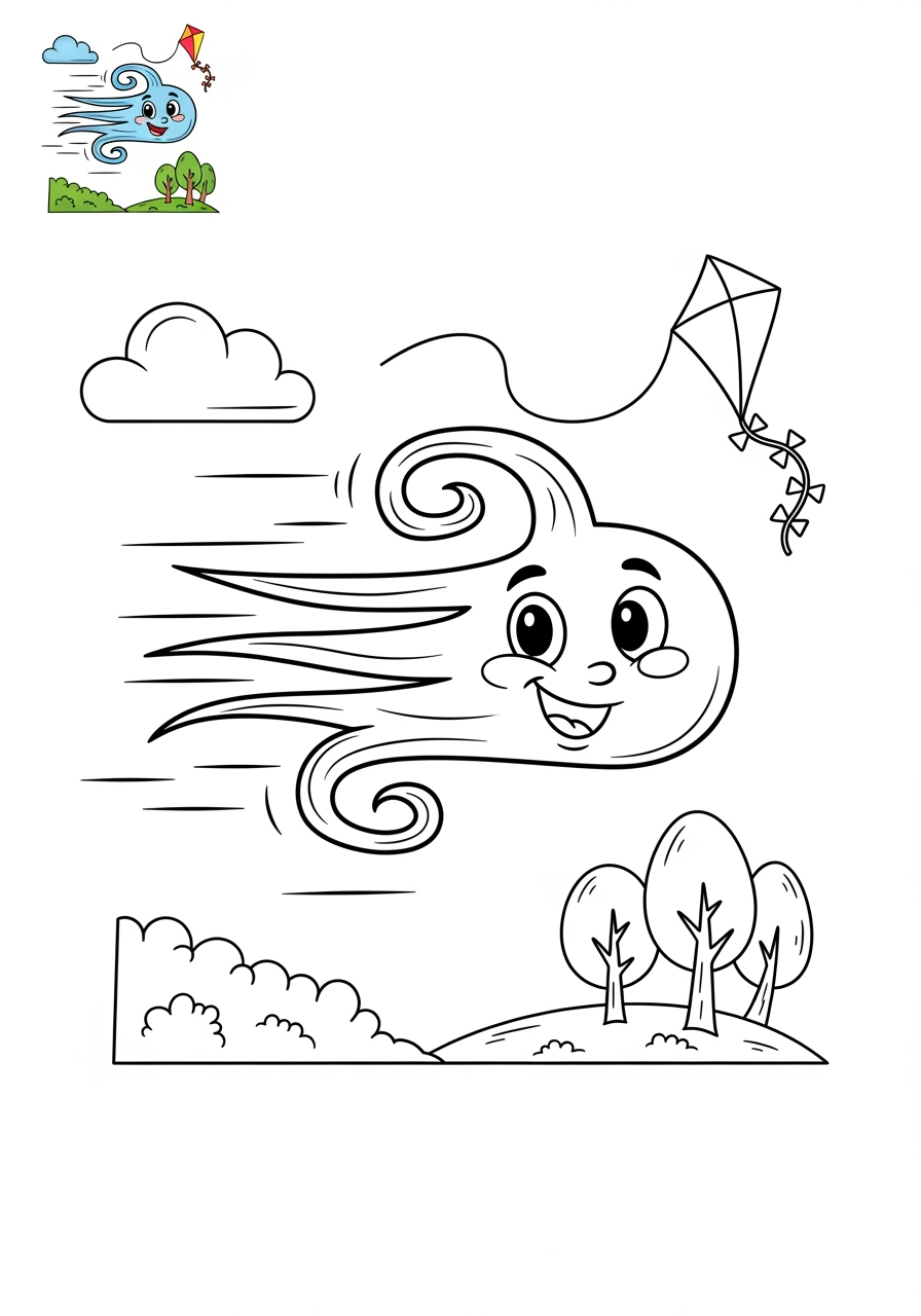 medium nature and scenery Weather & Sky wind kids coloring page 0