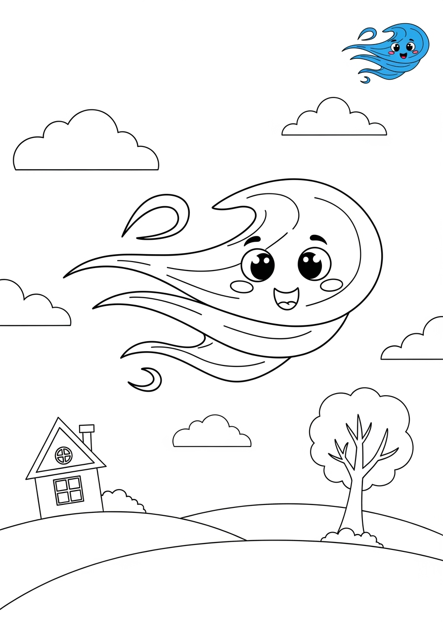 medium nature and scenery Weather & Sky wind kids coloring page 1