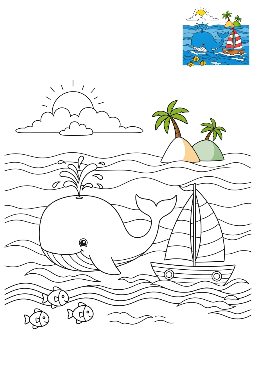 medium nature and scenery Water Features ocean kids coloring page 0