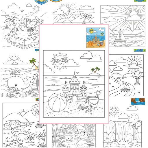 Medium Nature and Scenery Water Features Coloring Sheets Collections Thumbnail