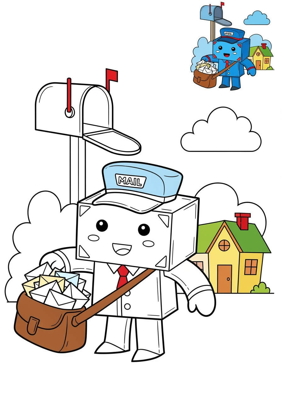 medium people and professions Community Helpers mail carrier kids coloring page 0