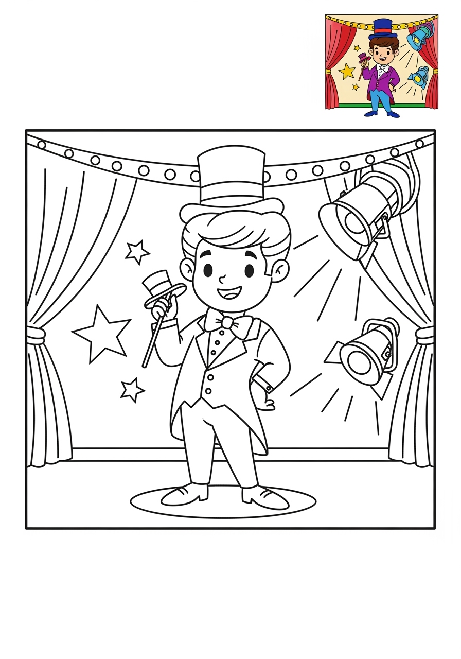 medium people and professions Nghệ Sĩ & Diễn Viên actor kids coloring page 0