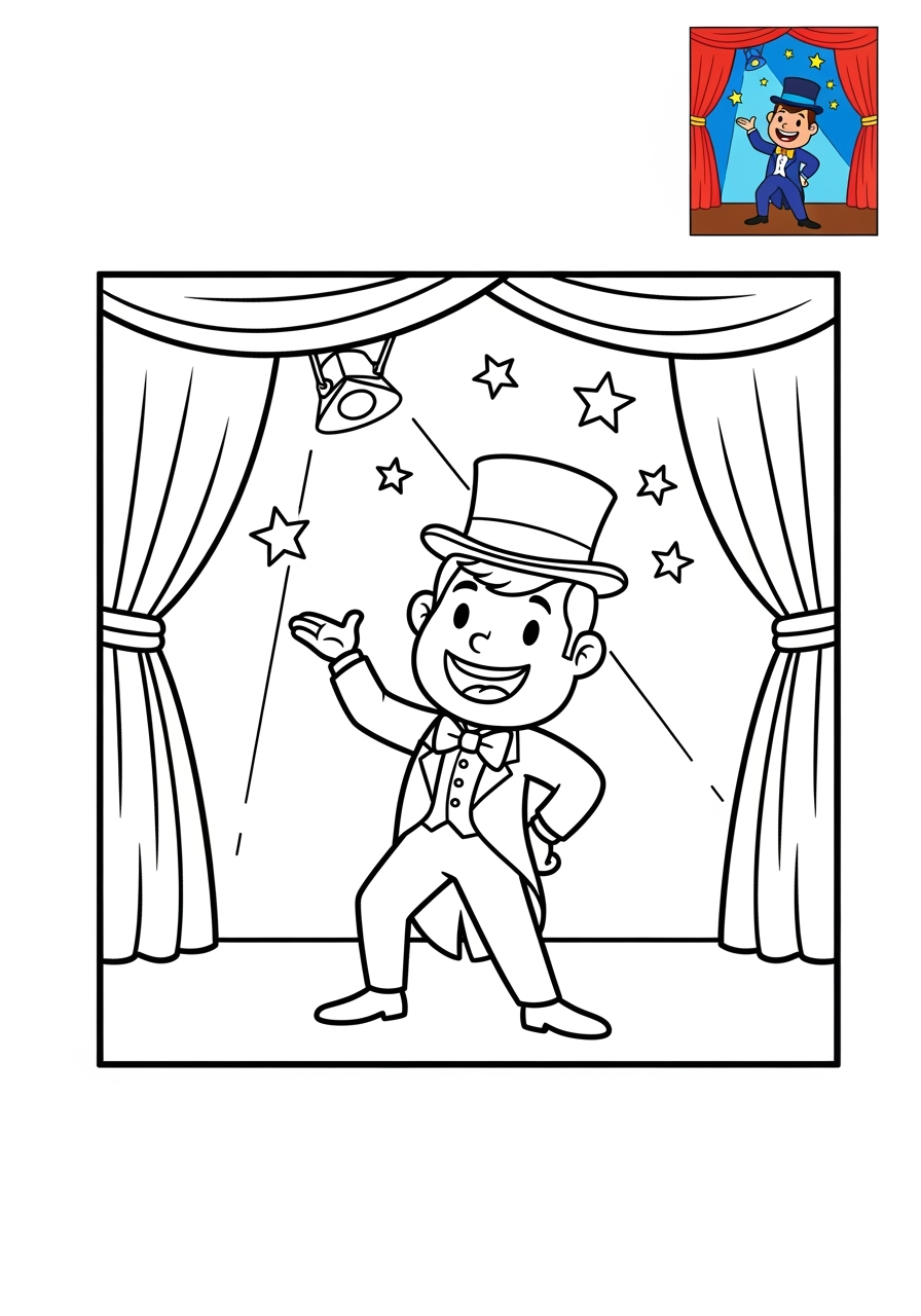medium people and professions Nghệ Sĩ & Diễn Viên actor kids coloring page 1