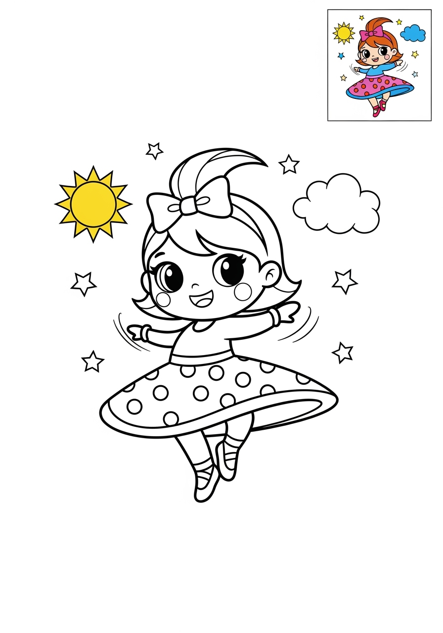 medium people and professions Nghệ Sĩ & Diễn Viên dancer kids coloring page 0