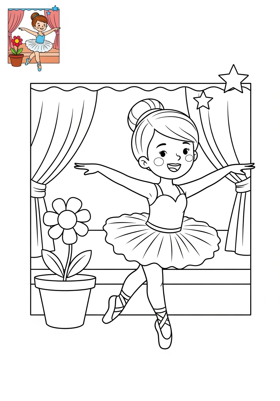 medium people and professions Nghệ Sĩ & Diễn Viên dancer kids coloring page 1