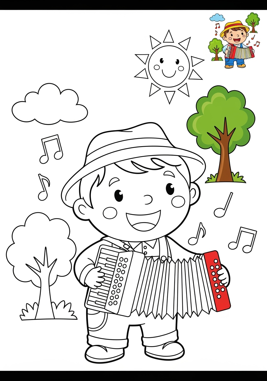 medium people and professions Nghệ Sĩ & Diễn Viên musician kids coloring page 0