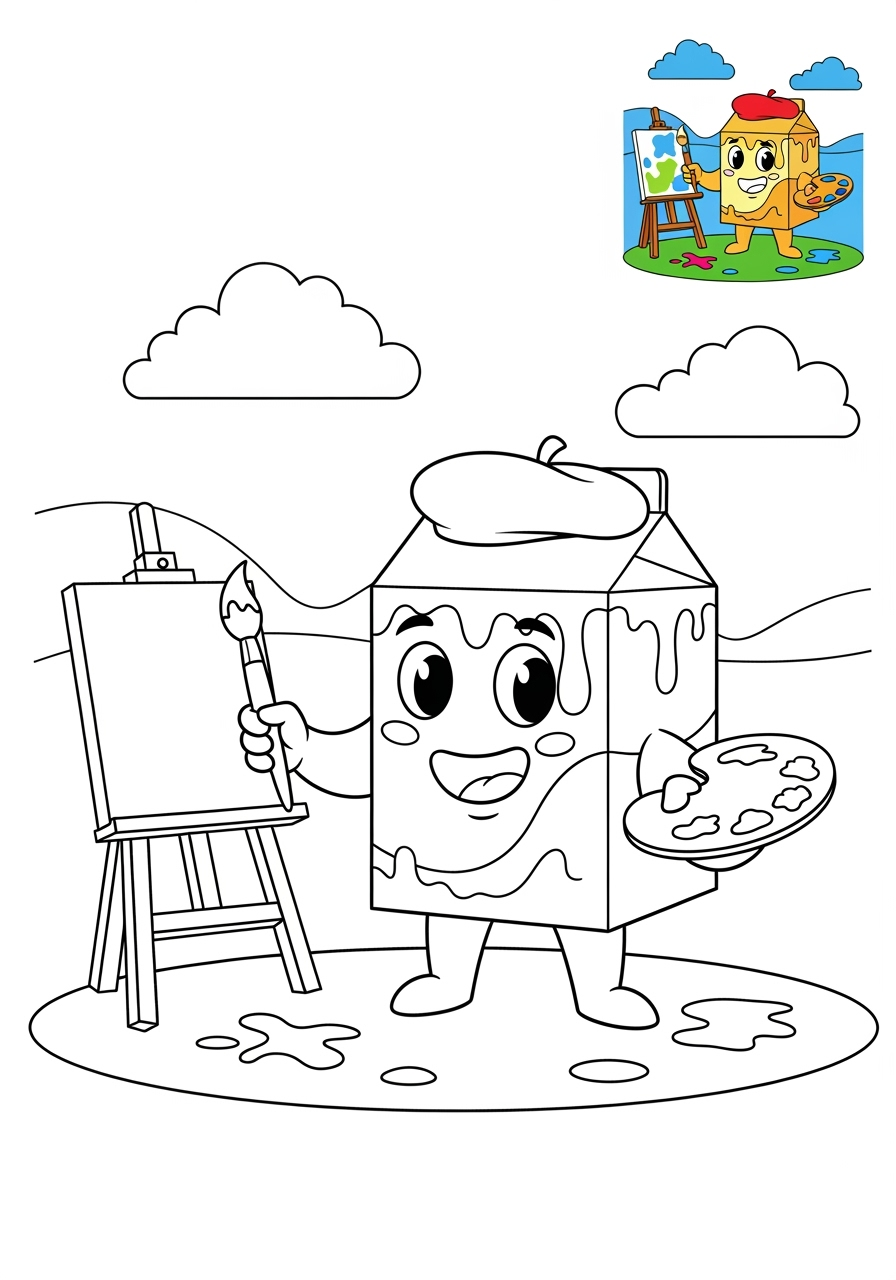 medium people and professions Nghệ Sĩ & Diễn Viên painter kids coloring page 1