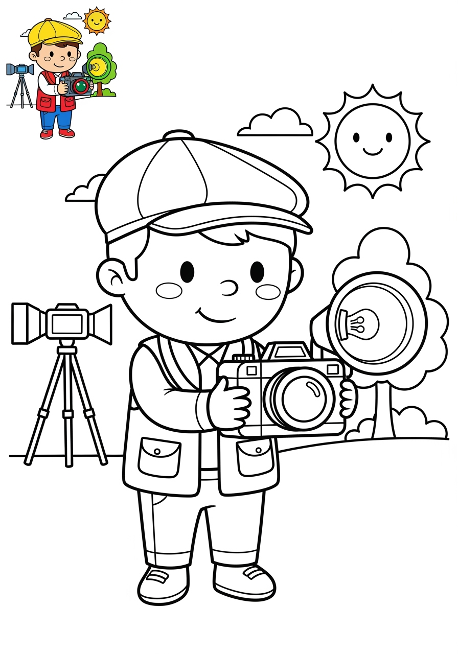 medium people and professions Nghệ Sĩ & Diễn Viên photographer kids coloring page 0