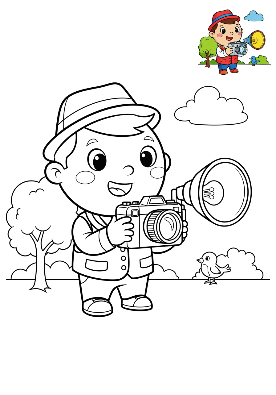 medium people and professions Nghệ Sĩ & Diễn Viên photographer kids coloring page 1