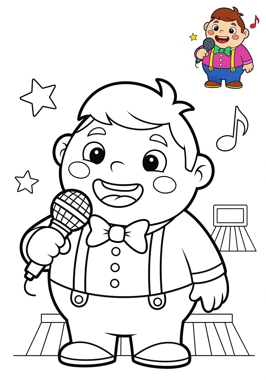 medium people and professions Nghệ Sĩ & Diễn Viên singer kids coloring page 0