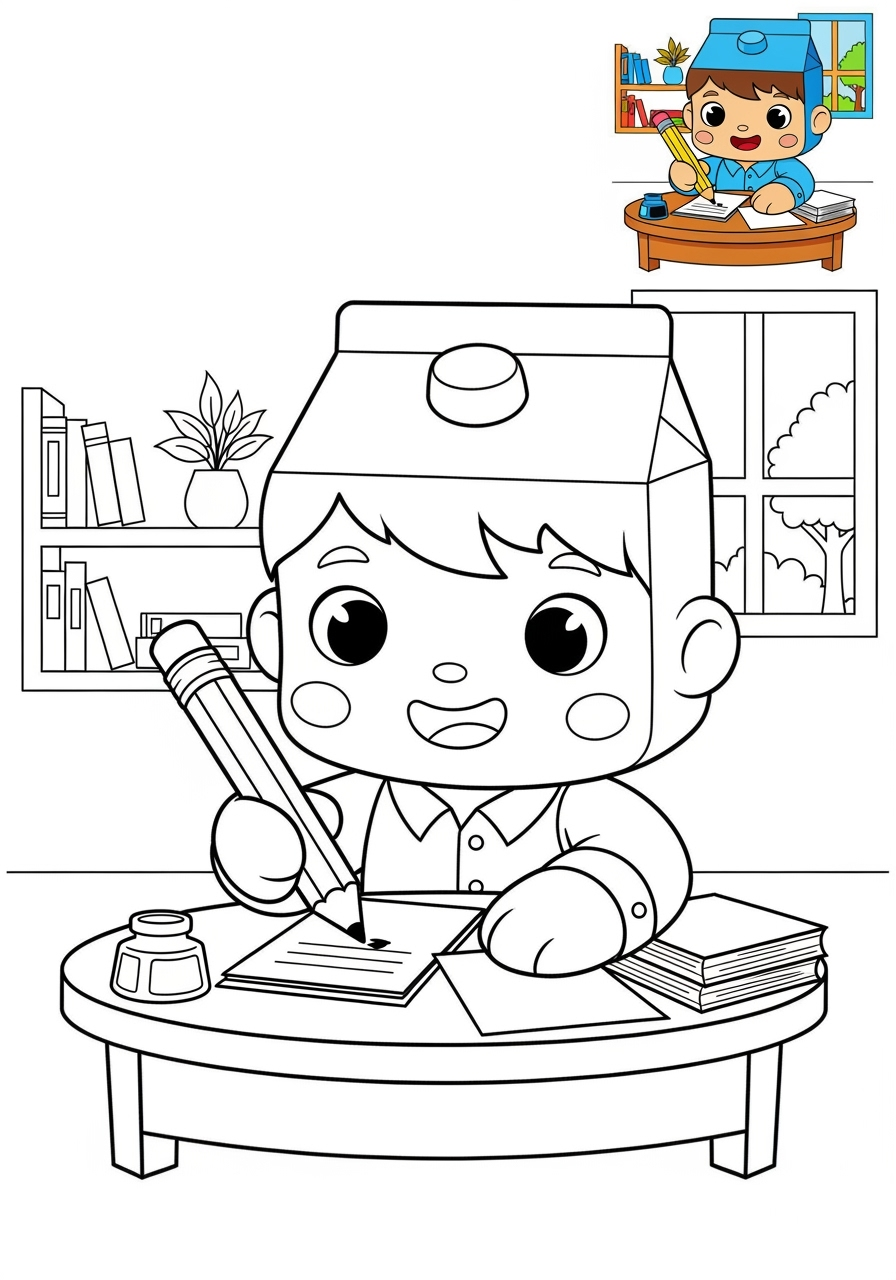 medium people and professions Nghệ Sĩ & Diễn Viên writer kids coloring page 0