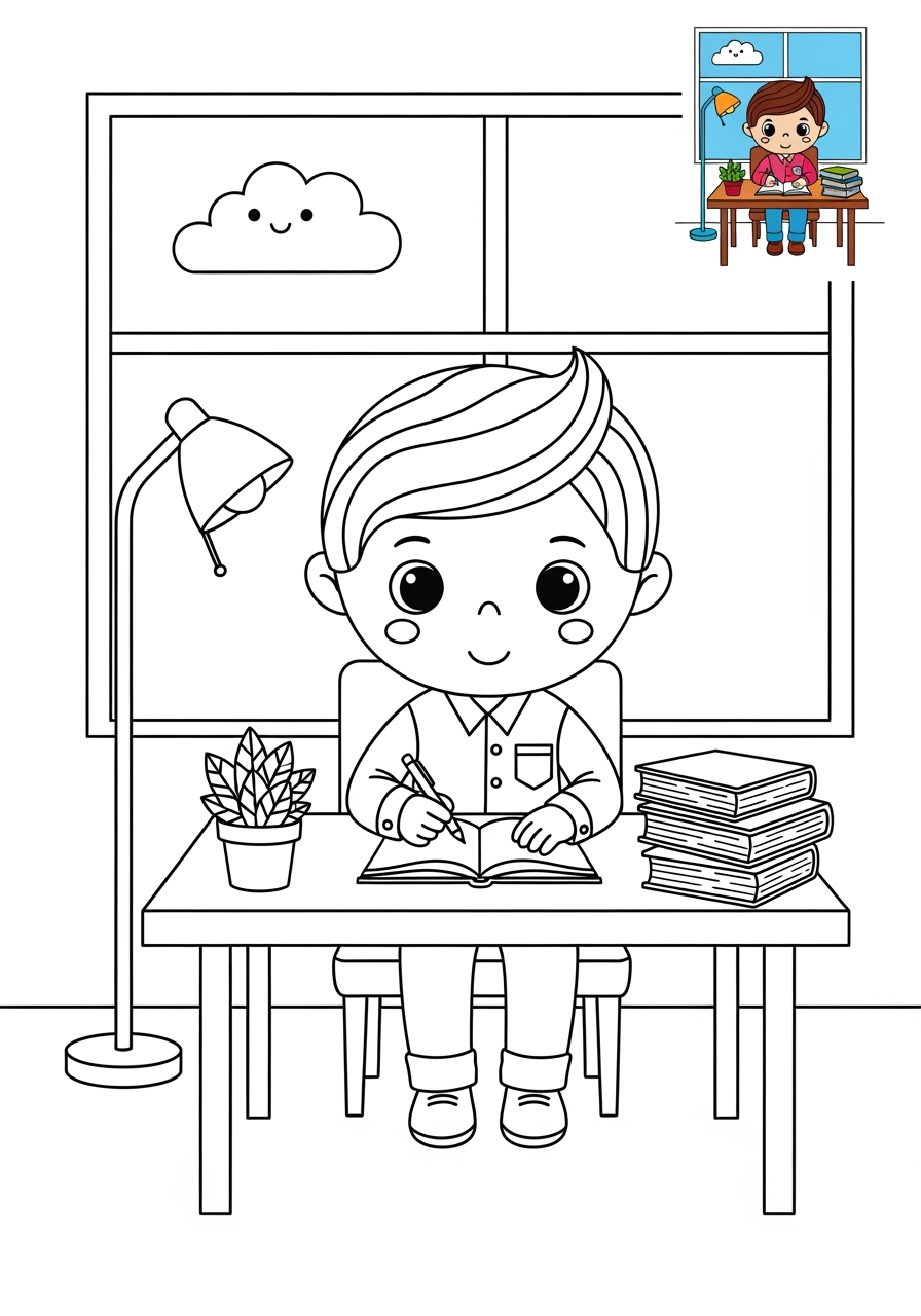 medium people and professions Nghệ Sĩ & Diễn Viên writer kids coloring page 1