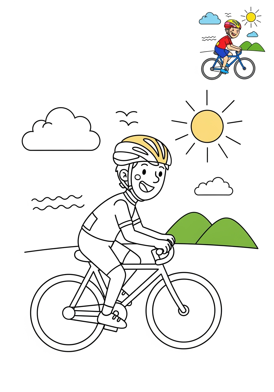 medium people and professions Sports & Athletes cyclist kids coloring page 0